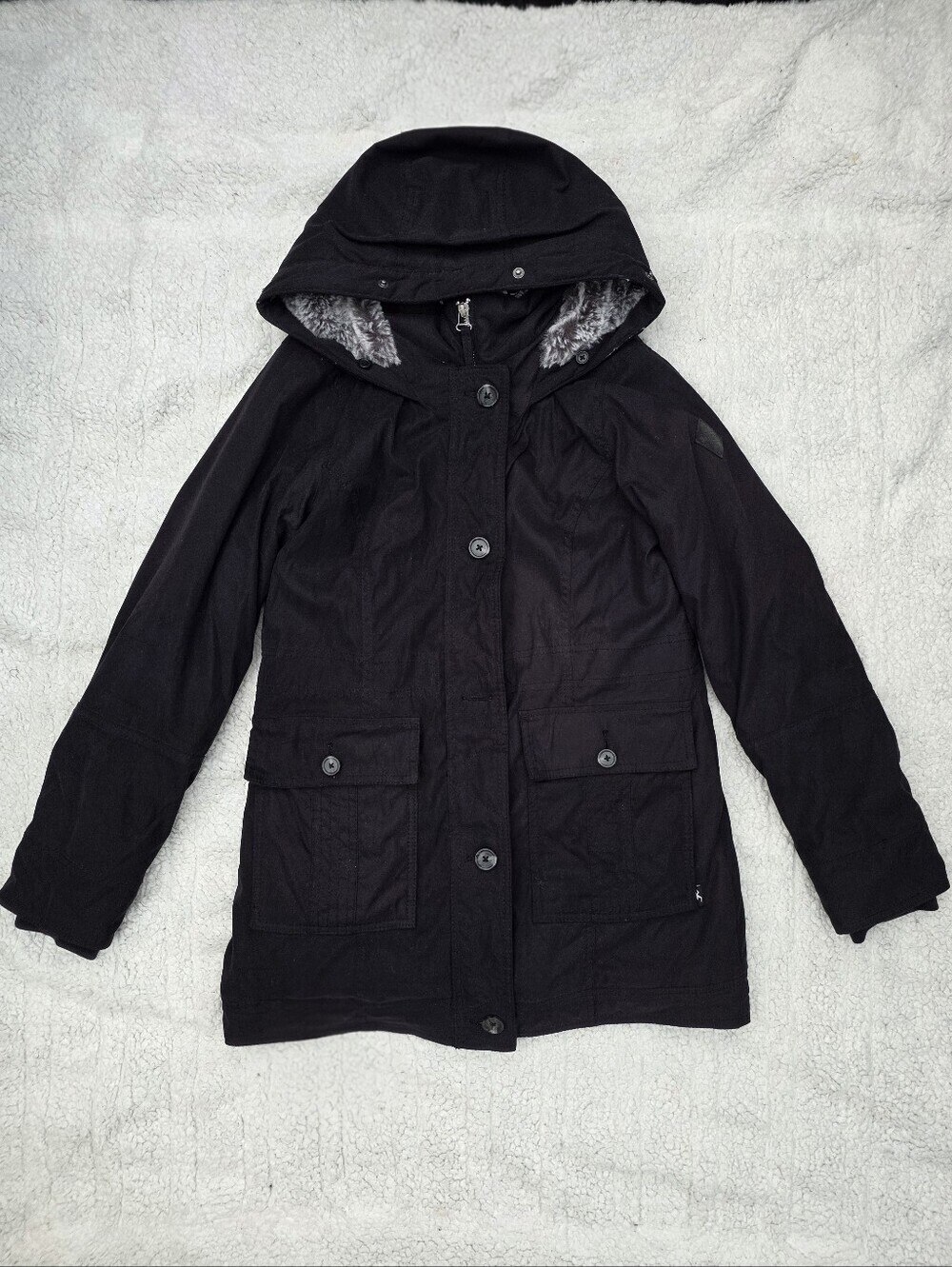 Hollister Heritage Collection Y2K Faux Fur Lined Parka Jacket Black Size M